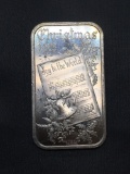 1 Troy Ounce .999 Fine Silver Christmas 1973 Vintage Silver Bullion Bar