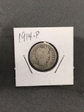 1914-P United States BARBER Silver Dime - 90% Silver Coin from Estate Collection