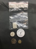 Lot of Five Various Designer, Size & Style Loose Watch Faces, No Housing or Bracelets