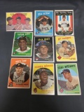 9 Card Lot of 1959 Topps Baseball Vintage Baseball Cards from Huge Collection