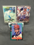 3 Card Lot of Hand Signed Autographed Baseball Cards - Cris Carpenter, Oddibe McDowell, Dave