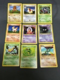 9 Card Lot of Vintage Base Set SHADOWLESS Pokemon Cards from Recent Collection Find