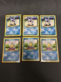 6 Card Lot of Vintage 1999 Pokemon Base Set SQUIRTLE and Evolution WARTORTLE Trading Card from