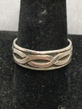 Braid Design Sterling Silver 2.3cm Diameter Ring Band from Estate Collection