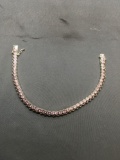 Sterling Silver 18cm Bracelet with Pink Gemstones from Estate Collection