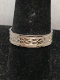 Floral Engraved Design Sterling Silver 2.2cm Ring Band from Estate Collection