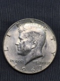 1967 United States Kennedy Silver Half Dollar - 40% Silver Coin from Estate