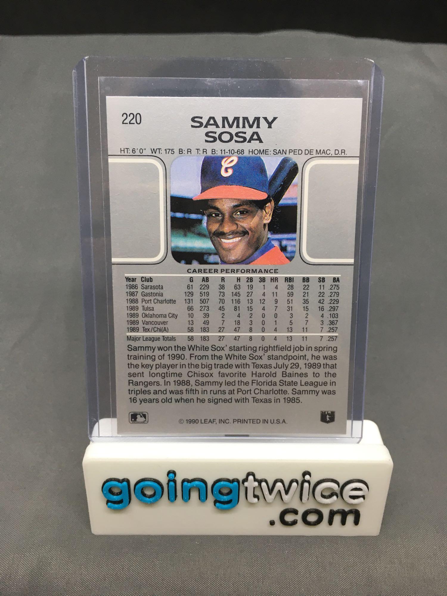 Sammy Sosa Autographed 1990 Leaf Rookie Card #220 Chicago White