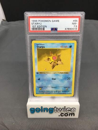 PSA Graded 1999 Pokemon Base Set 1st Edition Shadowless #65 STARYU Trading Card - NM+ 7.5