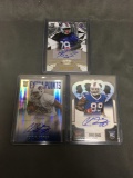 3 Card Lot of FOOTBALL Certified AUTOGRAPHS with Stars and Rookie Cards from Huge Collection