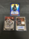 3 Card Lot of FOOTBALL Certified AUTOGRAPHS with Stars and Rookie Cards from Huge Collection