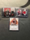 3 Card Lot of FOOTBALL Jersey and Relic Cards with Stars and Rookie Cards from Huge Collection