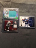 3 Card Lot of FOOTBALL Jersey and Relic Cards with Stars and Rookie Cards from Huge Collection