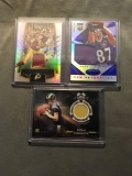 3 Card Lot of FOOTBALL Jersey and Relic Cards with Stars and Rookie Cards from Huge Collection