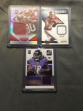 3 Card Lot of FOOTBALL Jersey and Relic Cards with Stars and Rookie Cards from Huge Collection