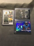 3 Card Lot of FOOTBALL Jersey and Relic Cards with Stars and Rookie Cards from Huge Collection