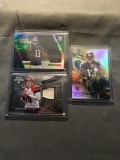 3 Card Lot of FOOTBALL Jersey and Relic Cards with Stars and Rookie Cards from Huge Collection