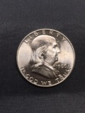 1960-D United States Franklin Silver Half Dollar - Appears Uncirculated - 90% Silver Coin