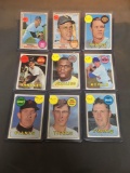 9 Card Lot of 1968-1969 Topps Vintage Baseball Cards from Huge Estate Collection