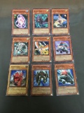 9 Card Lot of Gold Symbol 1st Edition YUGIOH Card - Mostly Older Sets - From Huge Collection Find!