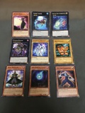 9 Card Lot of Gold Symbol 1st Edition YUGIOH Card - Mostly Older Sets - From Huge Collection Find!