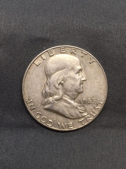 1963-D United States Franklin Silver Half Dollar - 90% Silver Coin from Estate