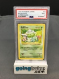 PSA Graded 1999 Pokemon Base Set Shadowless #44 BULBASAUR Trading Card - MINT 9