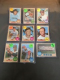 9 Card Lot of 1968 Topps Vintage Baseball Cards from Huge Estate Collection