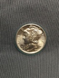 1944-S United States Mercury Silver Dime - 90% Silver Coin from Estate