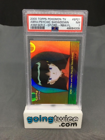 PSA Graded 2000 Pokemon Topps TV Animation Rainbow Foil #EP21 ABRA PSYCHIC SHOWDOWN Trading Card -