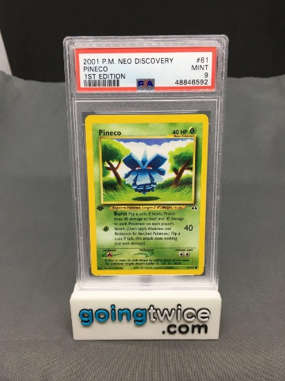 PSA Graded 2001 Pokemon Neo Discovery 1st Edition #61 PINECO Trading Card - MINT 9