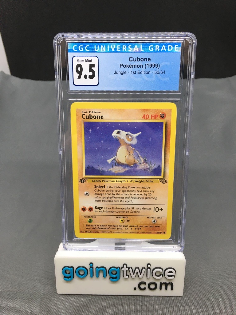CGC Gem Mint 9.5 - Jungle 1st Edition Pokemon Card - Cubone | Art, Antiques  & Collectibles Collectibles Trading Cards | Online Auctions | Proxibid