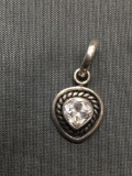 Sterling Silver Rope Detailed Pendant with White Inverted Tear Drop Gemstone from Estate Jewelry