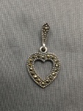Sterling Silver Heart Shaped Charm w/ Inlaid Gemstones from Estate Jewelry Collection