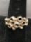Freeform Style Bead Ball Detailed 13mm Wide Tapered Sterling Silver Ring Band