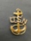 United Stated Navy Maritime Themed 45mm Tall 30mm Wide 10kt Gold Plated Sterling Silver Brooch