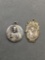 Lot of Two Jesus Christ Themed Sterling Silver Protection Medallions