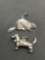 Lot of Two Sterling Silver Charms, One Dachshund Dog & One Beaver