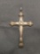Filigree Detailed 45mm Tall 30mm Wide Signed Designer Sterling Silver Cross Pendant