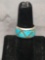 Triangle Shaped Inverted Turquoise Inlaid Detail 10mm Wide Old Pawn Native American Style Sterling