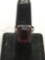 Rectangular Faceted 18x13mm Purple Gemstone Center Signed Designer Sterling Silver Ring Band