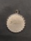 Beau Designer Round 20mm Diameter Scallop Edged Brush Finished Sterling Silver Friendship Pendant