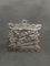 Rectangular 25mm Wide 20mm Tall Filigree Framed Happy Birthday Themed Sterling Silver Pendant