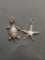 Lot of Two High Polished Sterling Silver Charms, One Sea Turtle & One Starfish