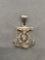 Maritime Anchor & Helm Themed 22mm Tall 18mm Wide Sterling Silver Crucifixion Pendant