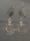 Vintage Filigree Detailed 45mm Tall 20mm Wide Pair of Sterling Silver Drop Earrings