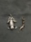 Lot of Two Sterling Silver Animal Charms, One Frog & One Gecko