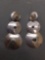 Graduating Triple Tier High Polished Round Disc Pair of Sterling Silver 3in Long Drop Earrings w/