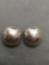 Taxco Designer Mexican Made Round 28mm Diameter 15mm Deep Pair of Sterling Silver Domed Earrings