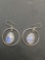 Oval 20x15mm Faceted Moonstone Gems Center Pair of Round 30mm Diameter Sterling Silver Hoop Earrings